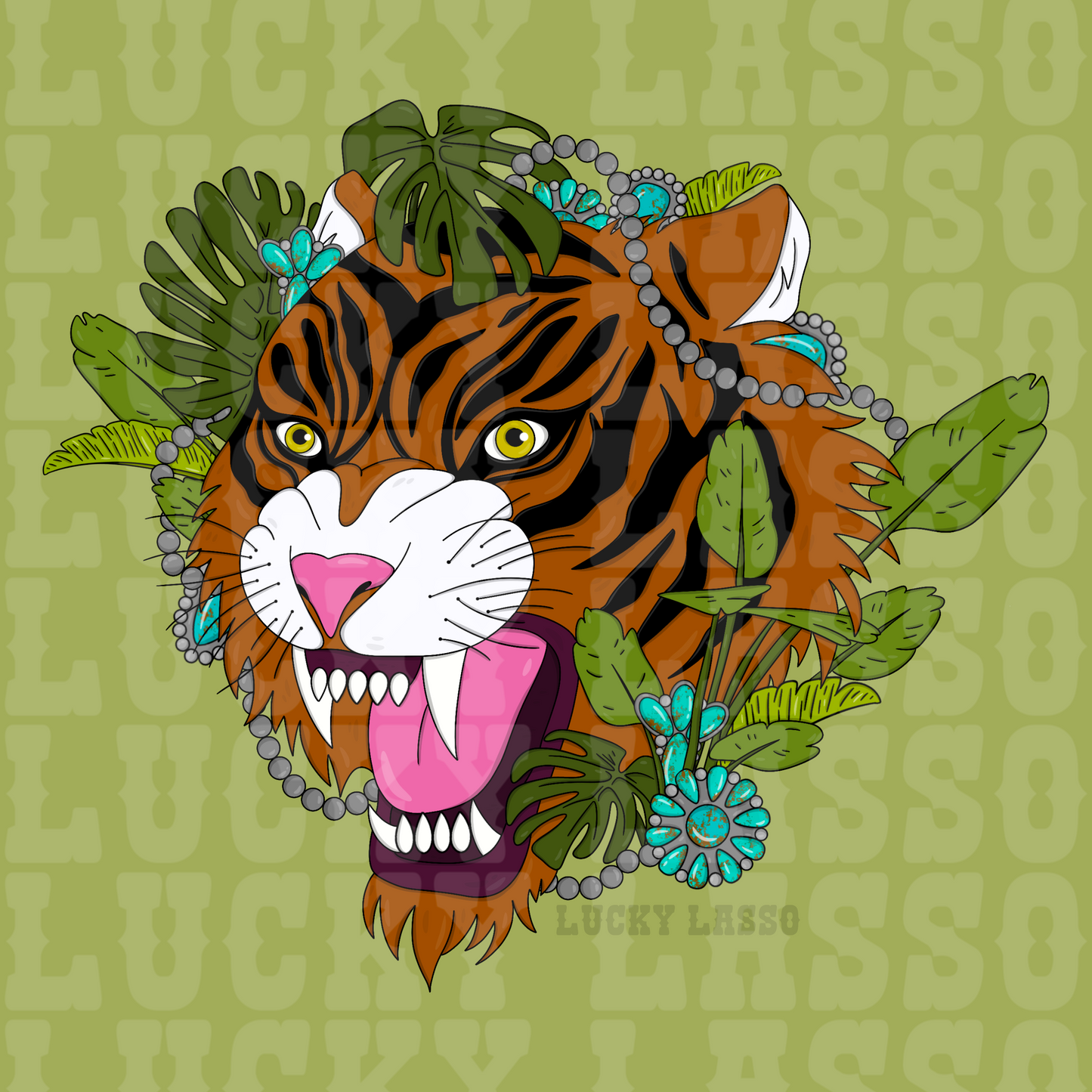 Turquoise Jungle Tiger Design
