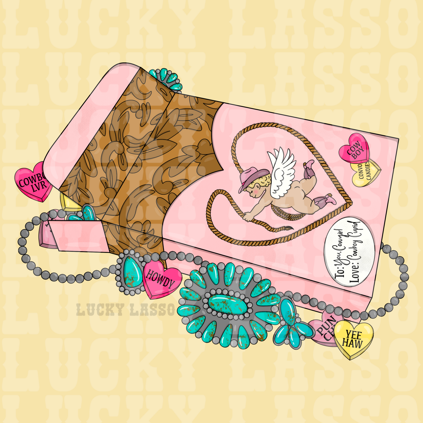 Cowboy Conversation Hearts Design