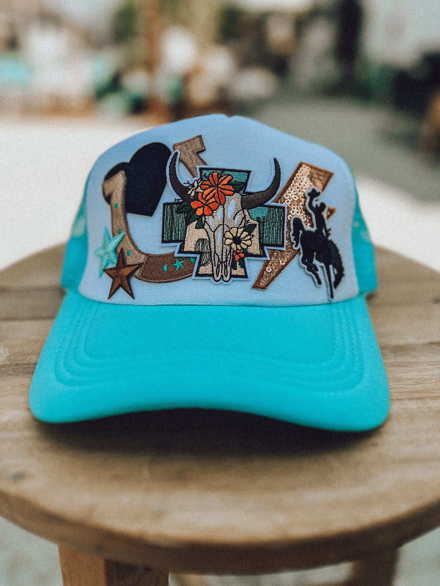Cowgirl Blue Patched Trucker Hat