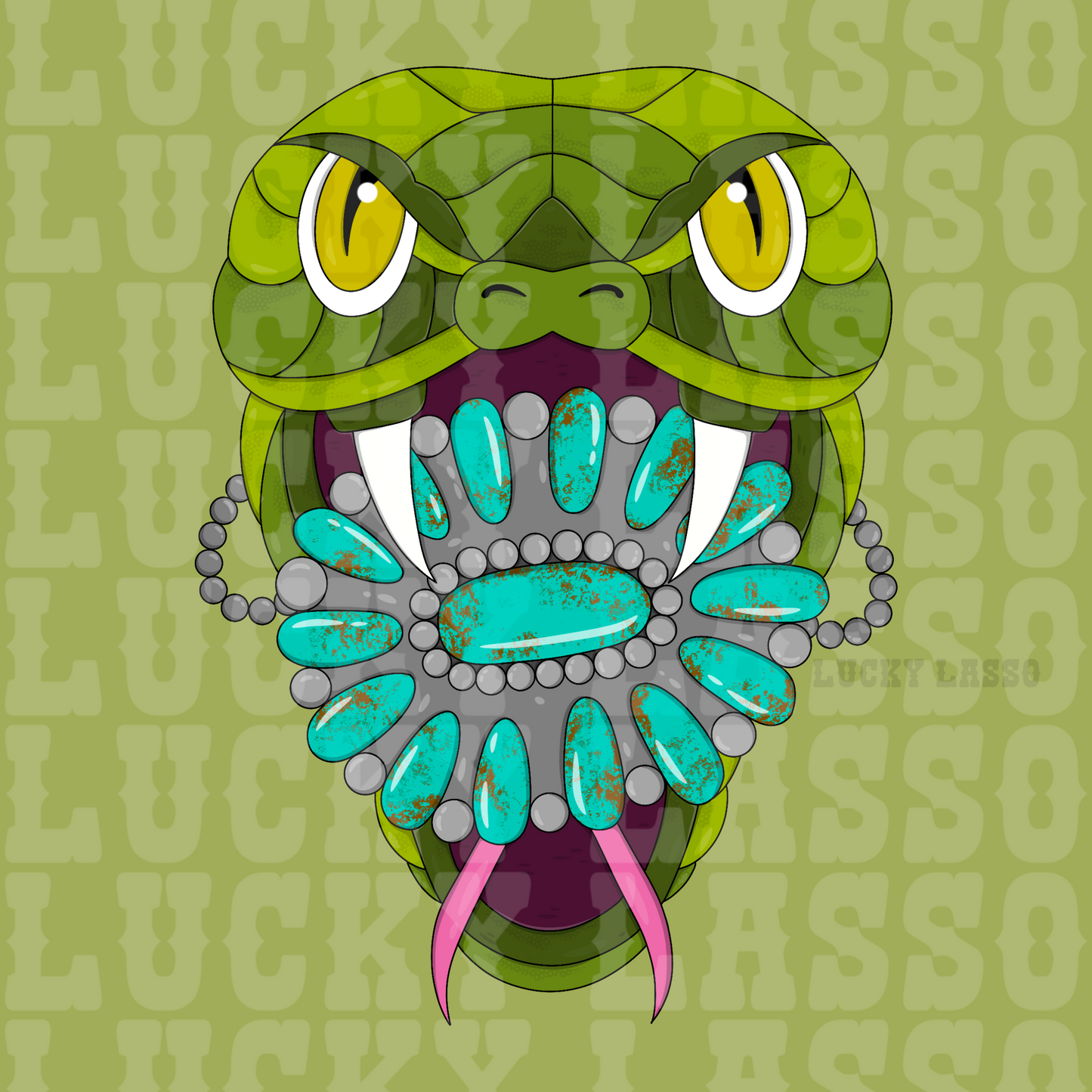 Turquoise Jungle Snake Design