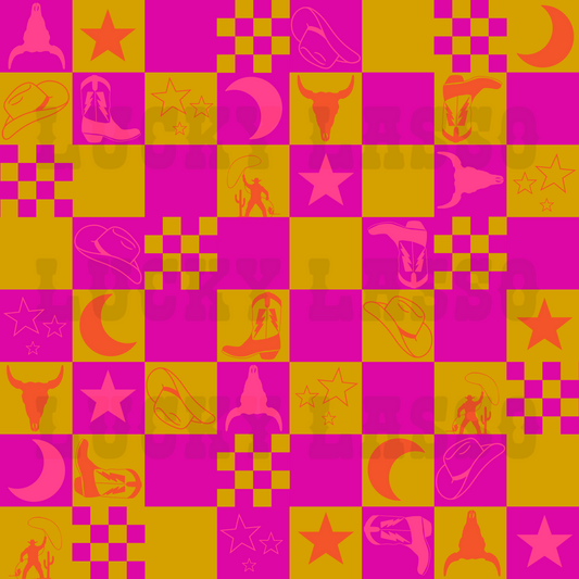 Neon West Checkered Seamless Design