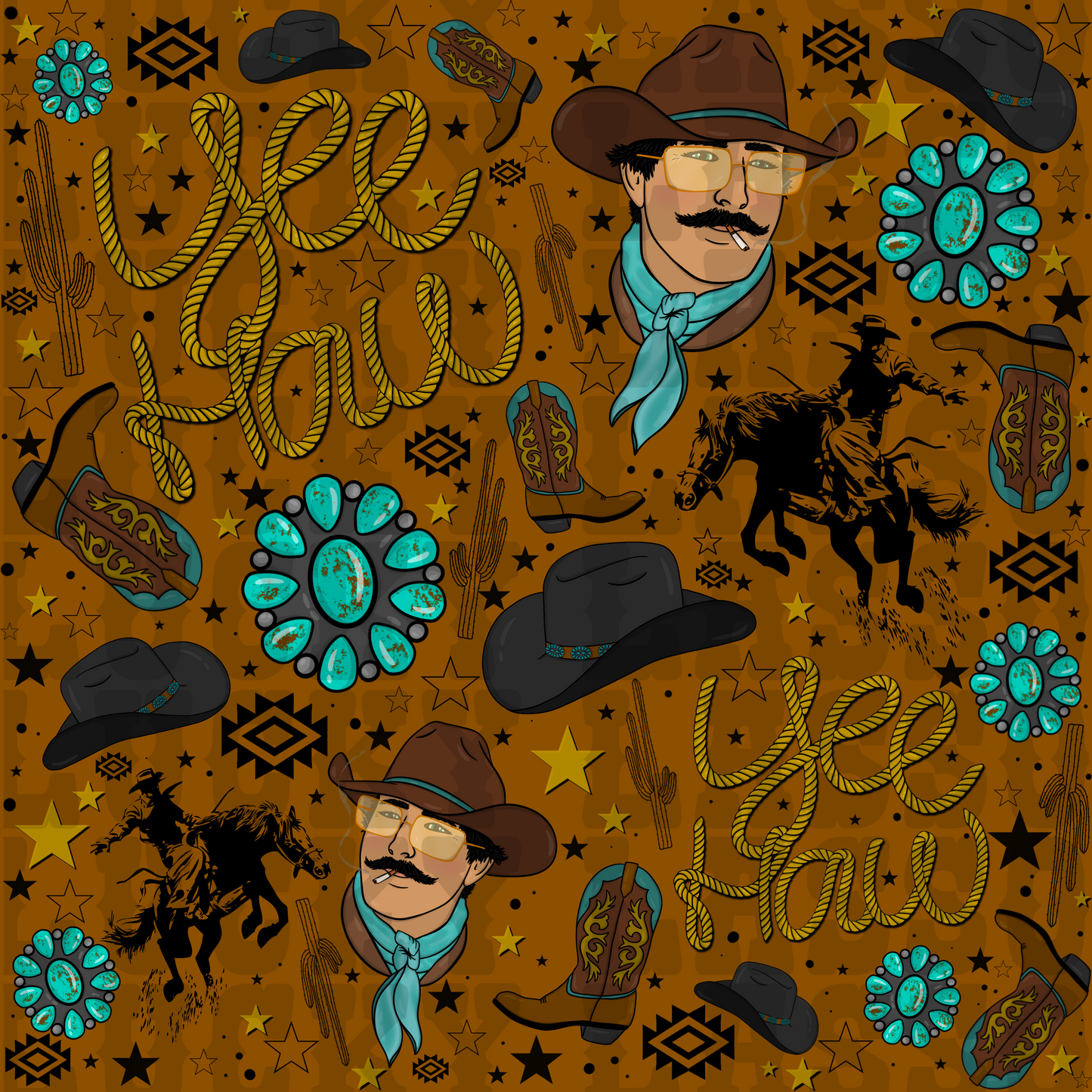 Cool Cowboy Seamless Design